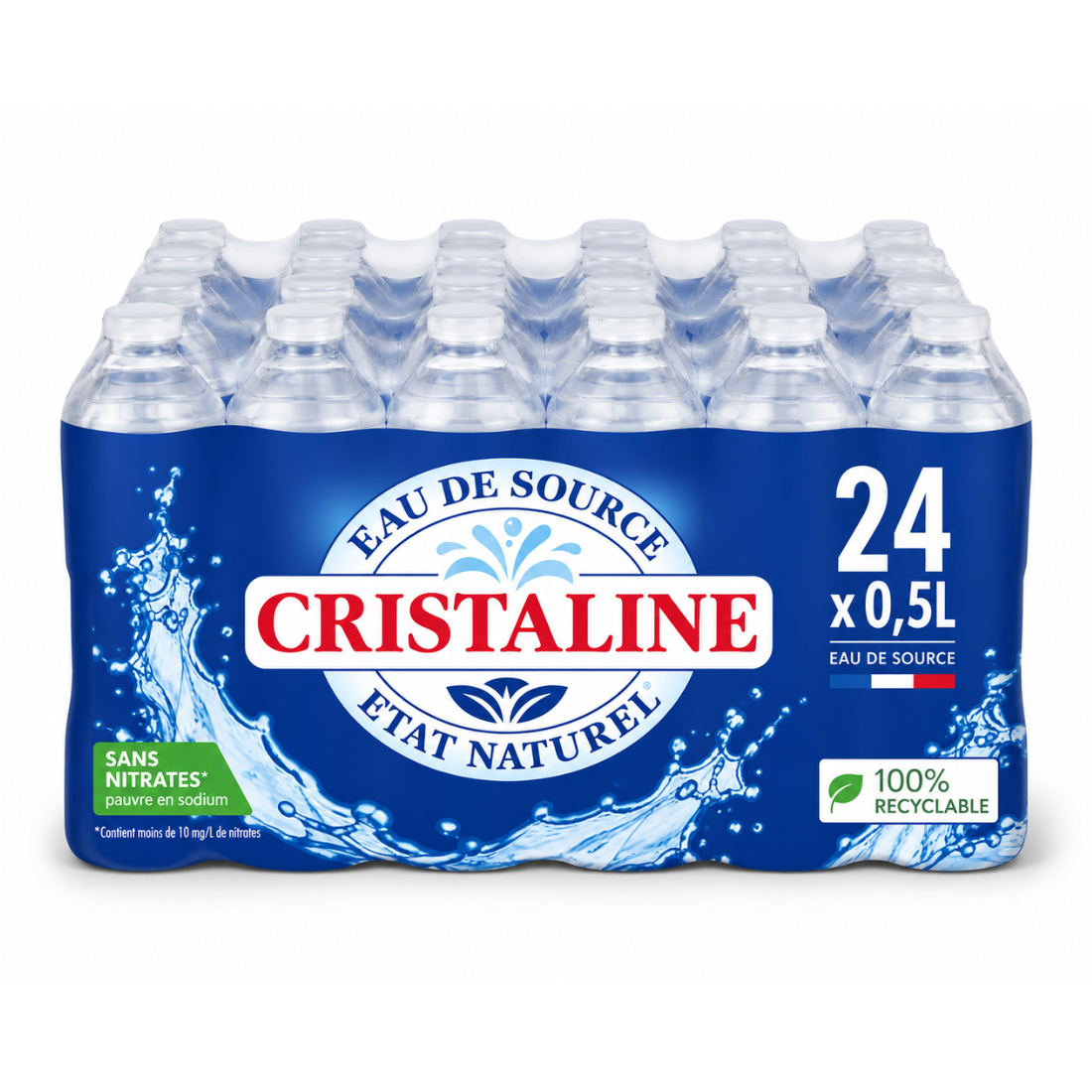 Pack de 24 bouteilles d'eau Cristalline – 24 × 0,5 L