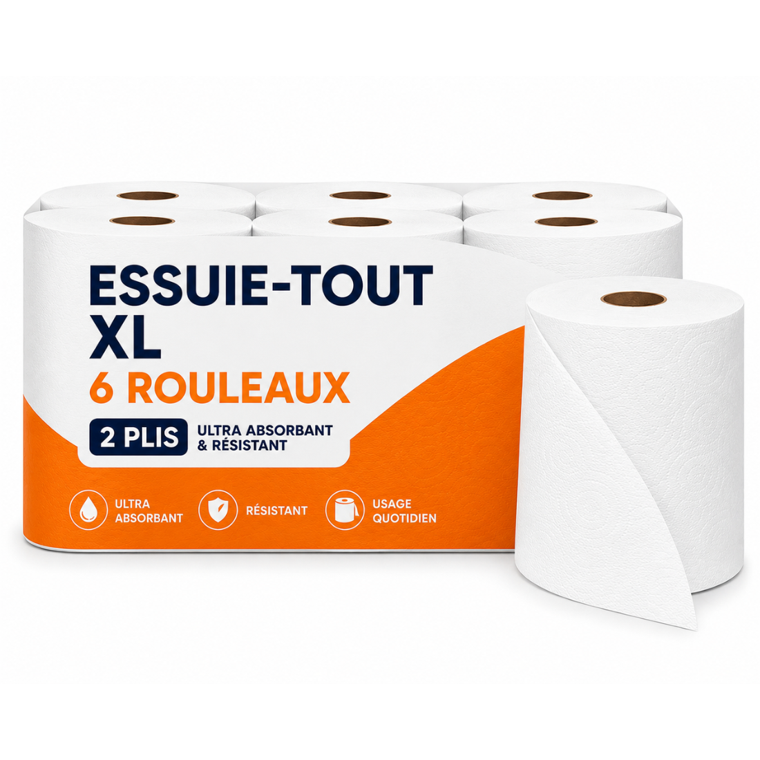 Lot de 6 Rouleaux Essuie-tout Bobine XL