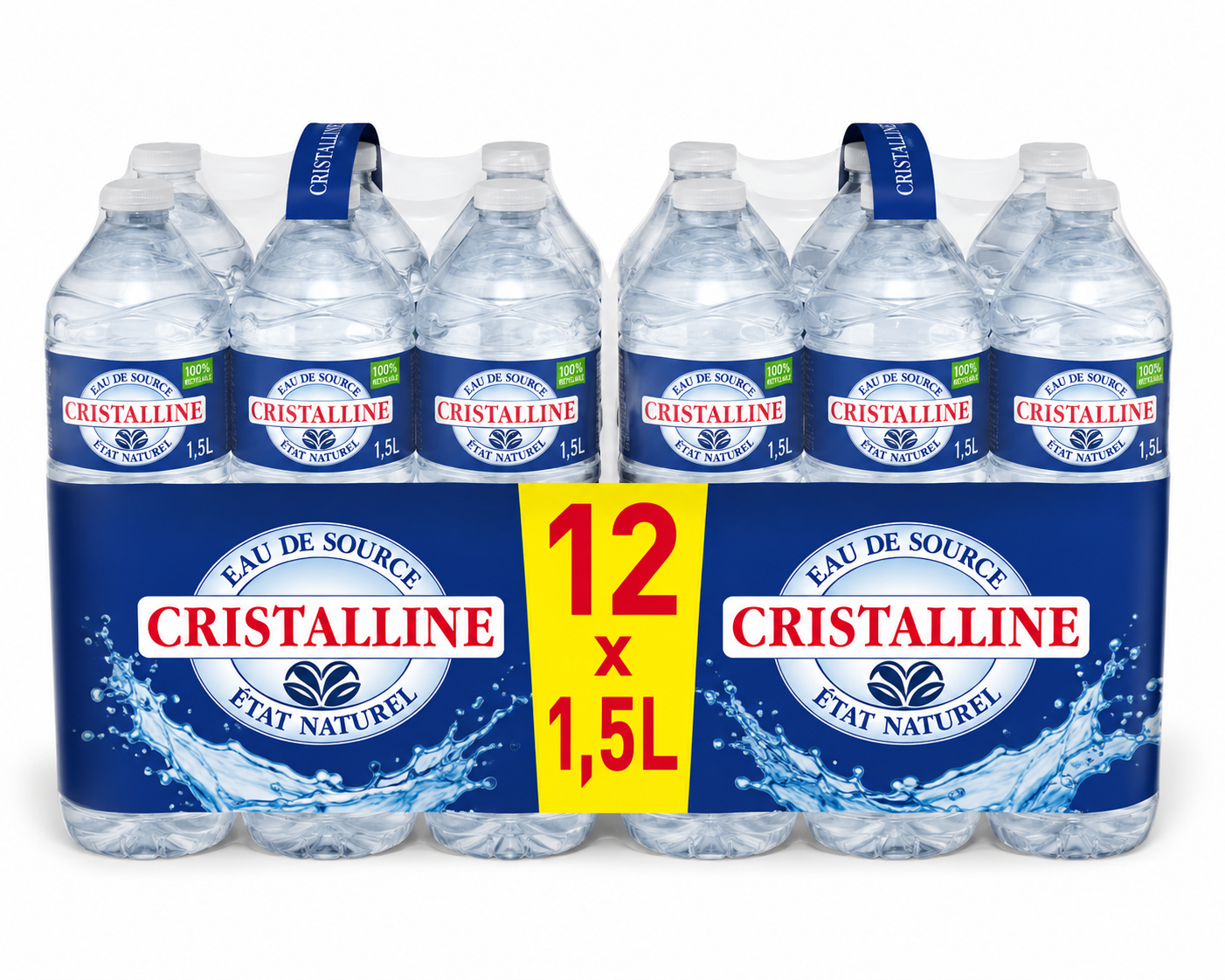 Pack de 12 bouteilles d'eau Cristalline – 12 × 1,5 L