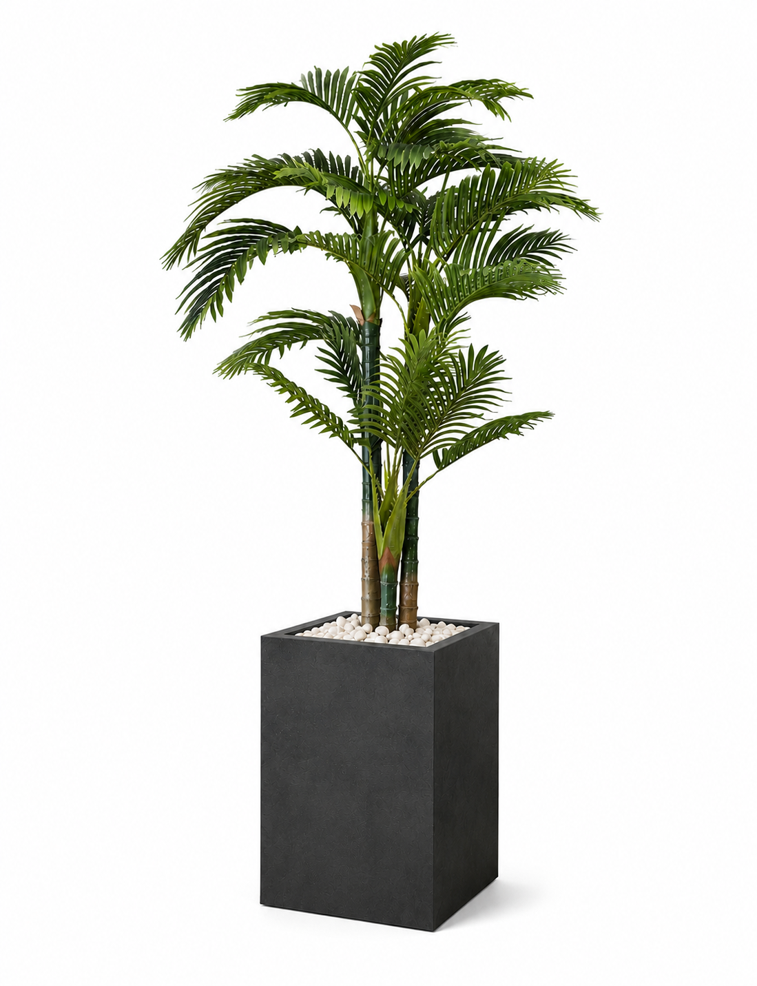 Palmier Artificiel Premium 2,20 m avec Pot Design et Galets Blanc